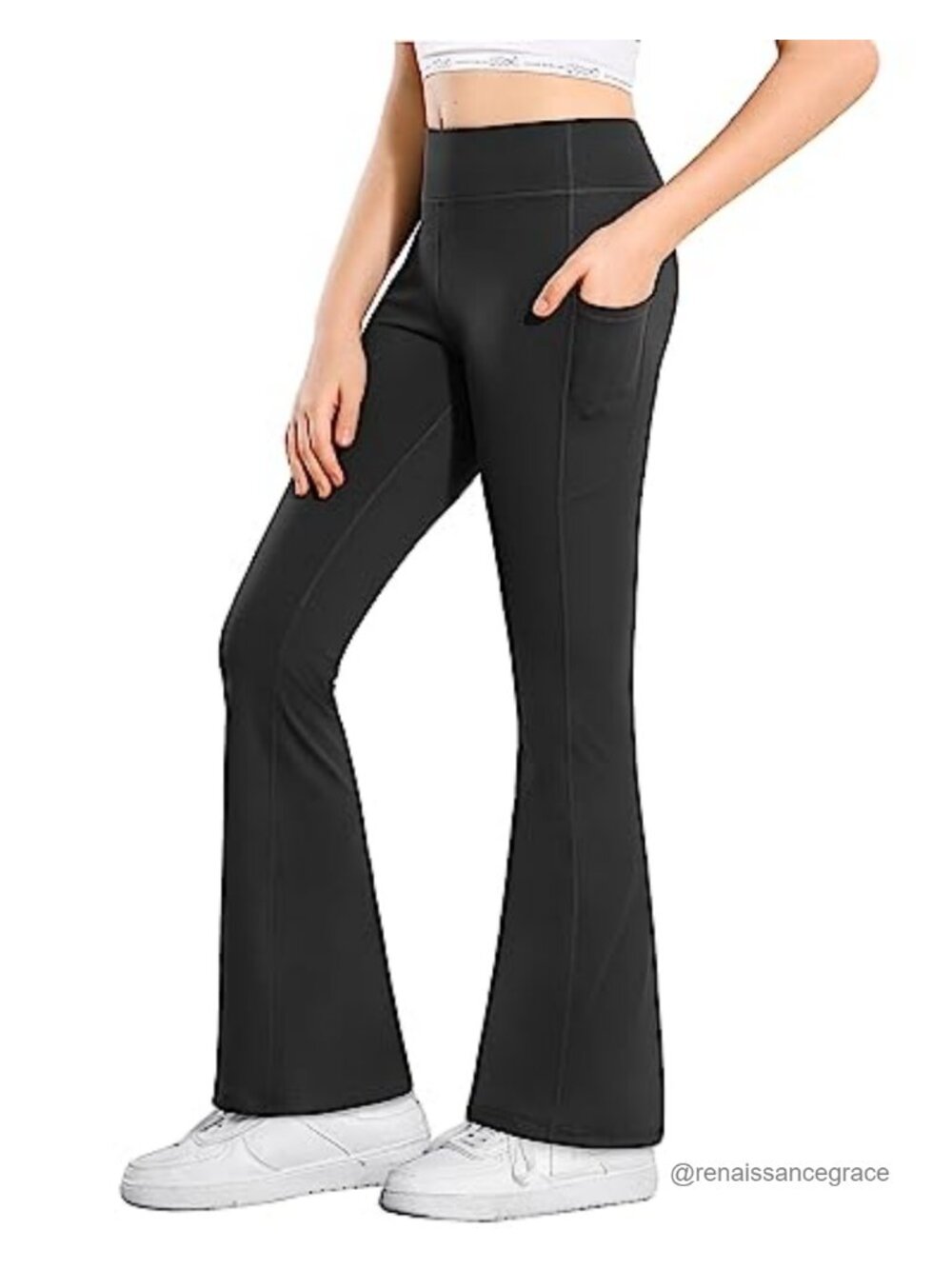 Girls Flare Leggings with Pockets High Waisted Bootcut Yoga Pants